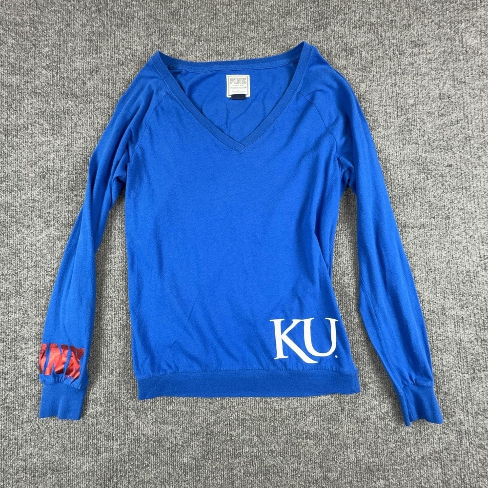 Kansas Jayhawks Sweatshirt‎ Womens Small Blue NCAA Basketball PINK Crimson Blue